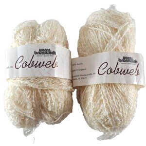 NEW Brunswick Cobweb Yarn 2 Skeins White Acrylic Arts & Crafts England 380 yds